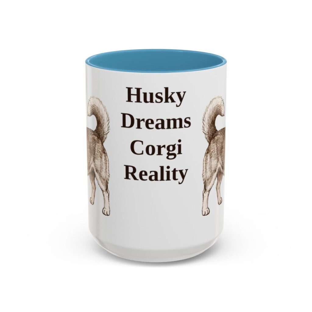 15oz Funny Horgi Mug, Light Blue, front view