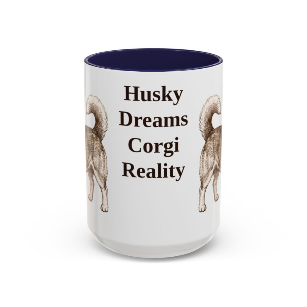 15oz Funny Horgi Mug, Navy, front view