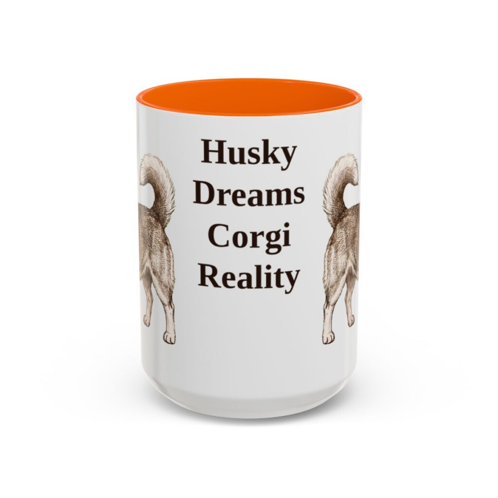 15oz Funny Horgi Mug, Orange, front view