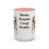 15oz Funny Horgi Mug, Pink, front view