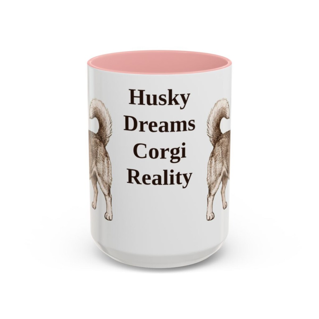 15oz Funny Horgi Mug, Pink, front view