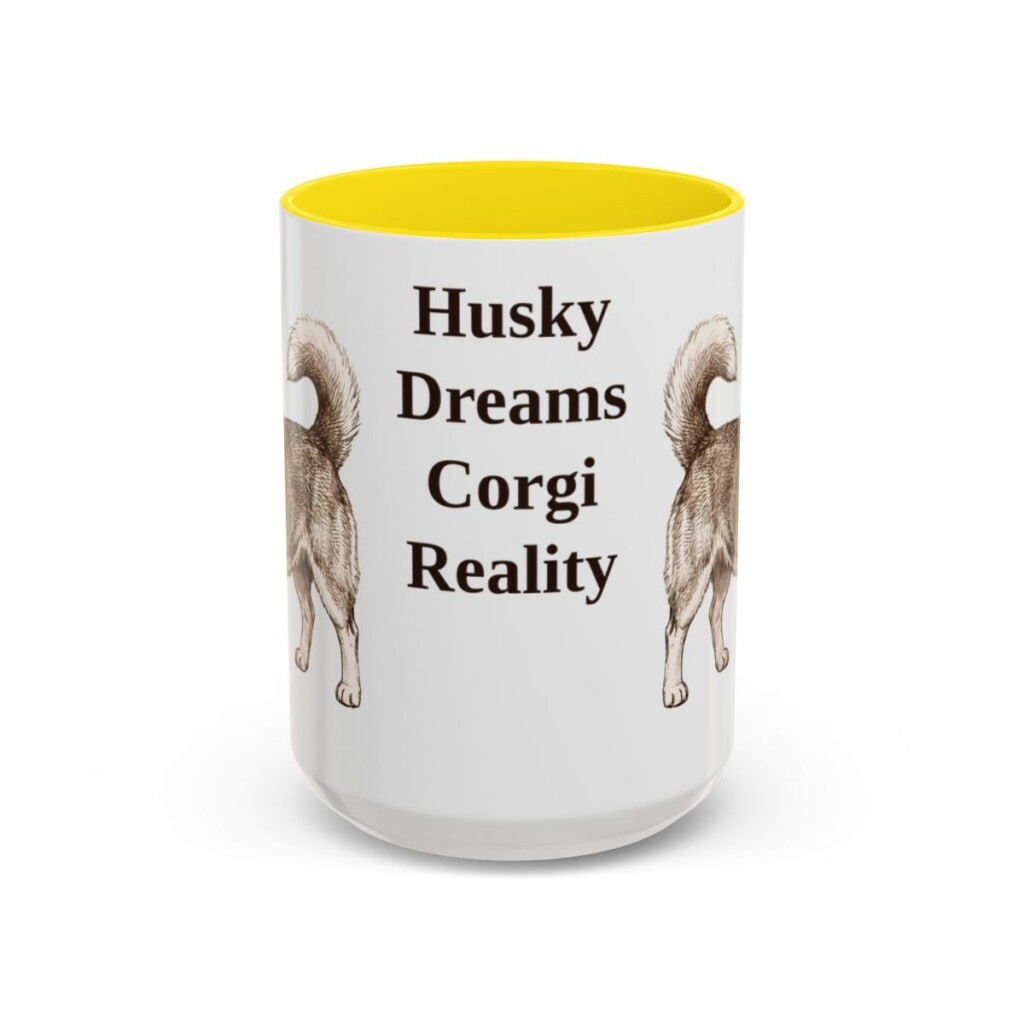 15oz Funny Horgi Mug, Yellow, front view