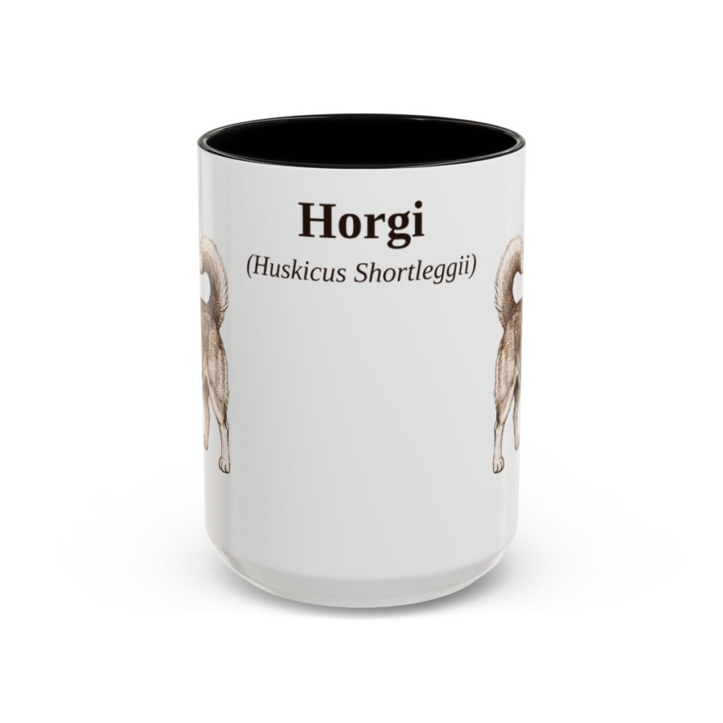 15oz Horgi Latin Mug, Black, front view
