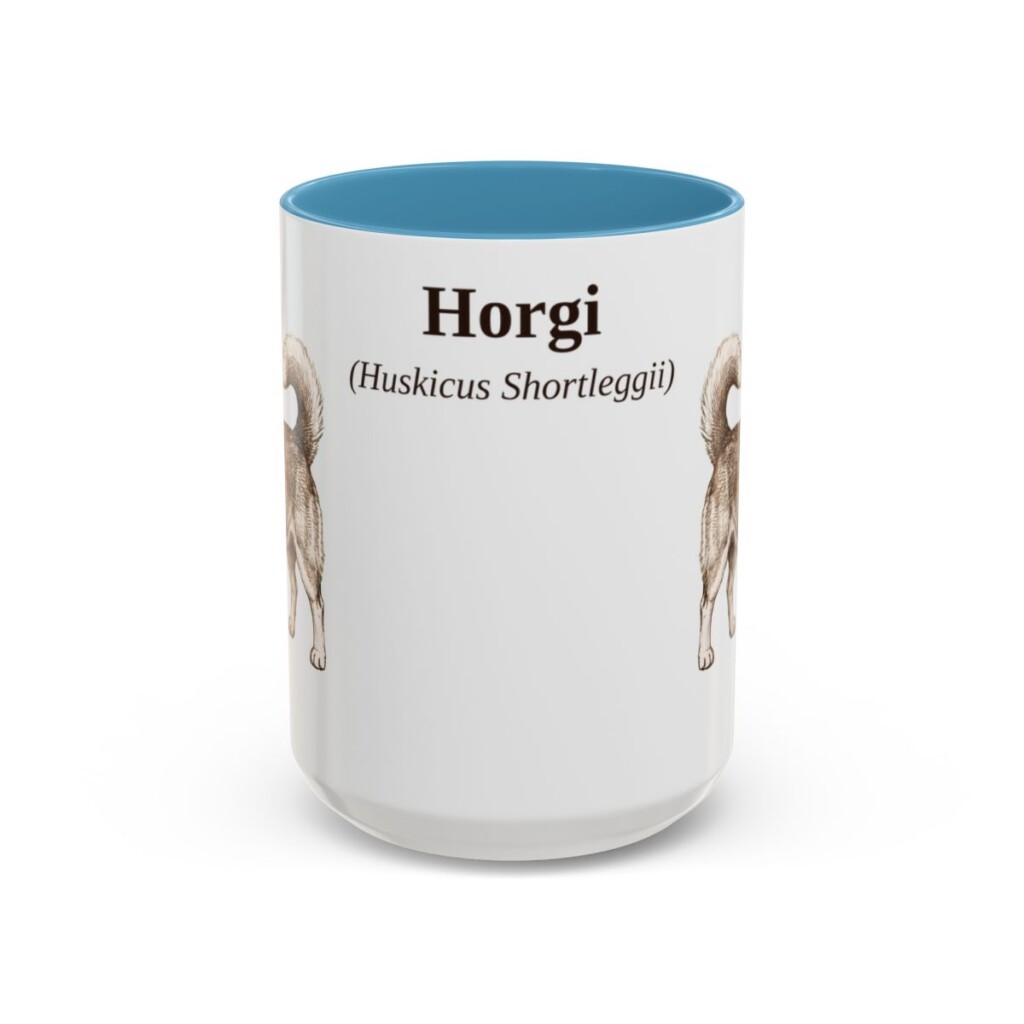15oz Horgi Latin Mug, Light Blue, front view