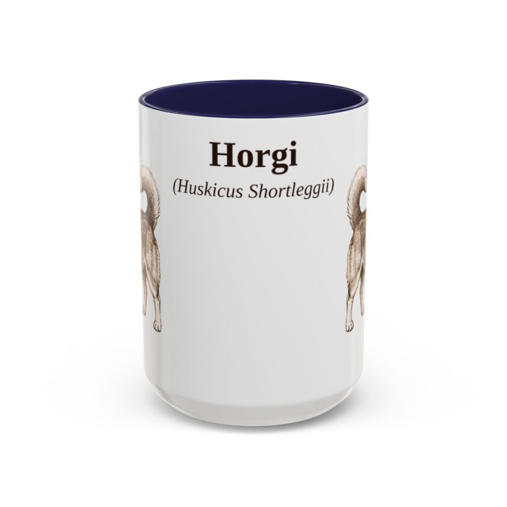 15oz Horgi Latin Mug, Navy, front view
