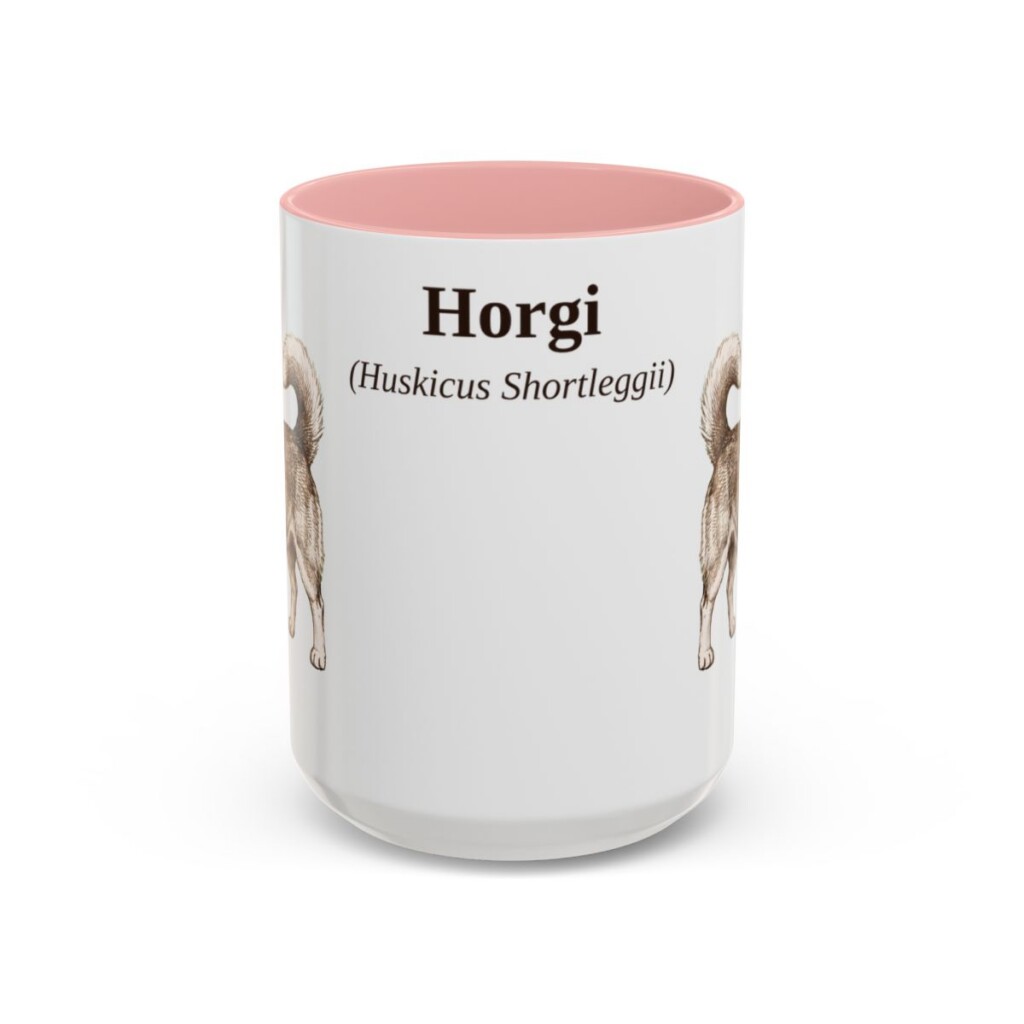 15oz Horgi Latin Mug, Pink, front view