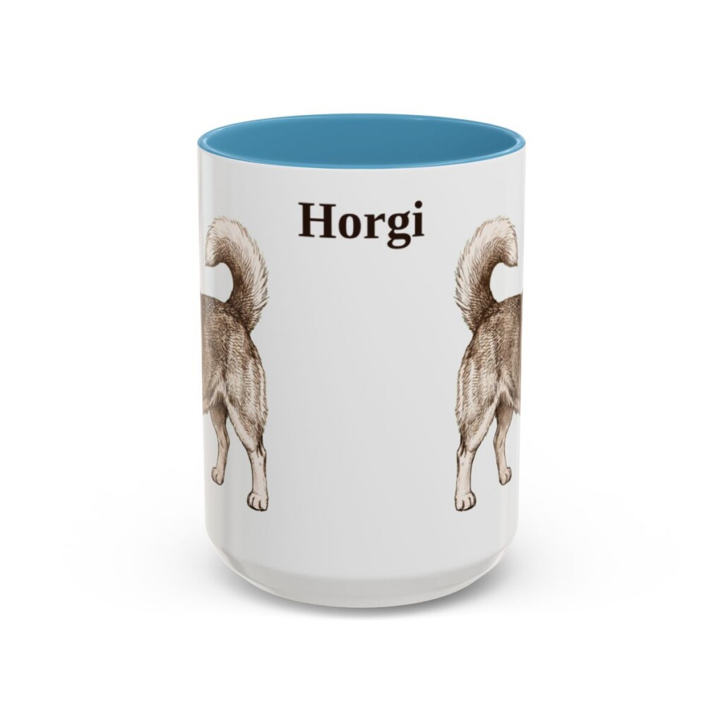 15oz Horgi Mug, Light Blue, front view