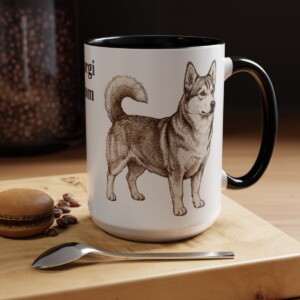 15oz Horgi Dog Mom Mug, Black, lifestyle photo