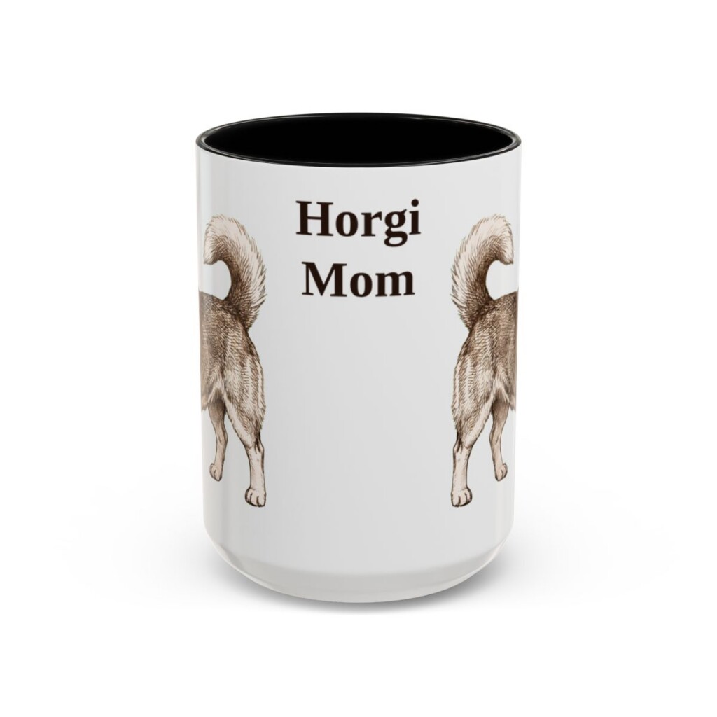 15oz Horgi Dog Mom Mug, Black, front view