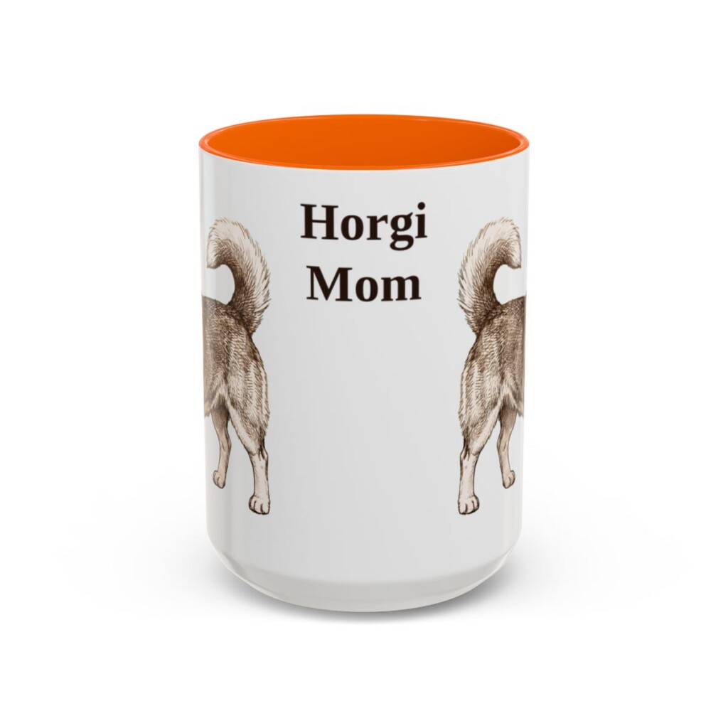 15oz Horgi Dog Mom Mug, Orange, front view