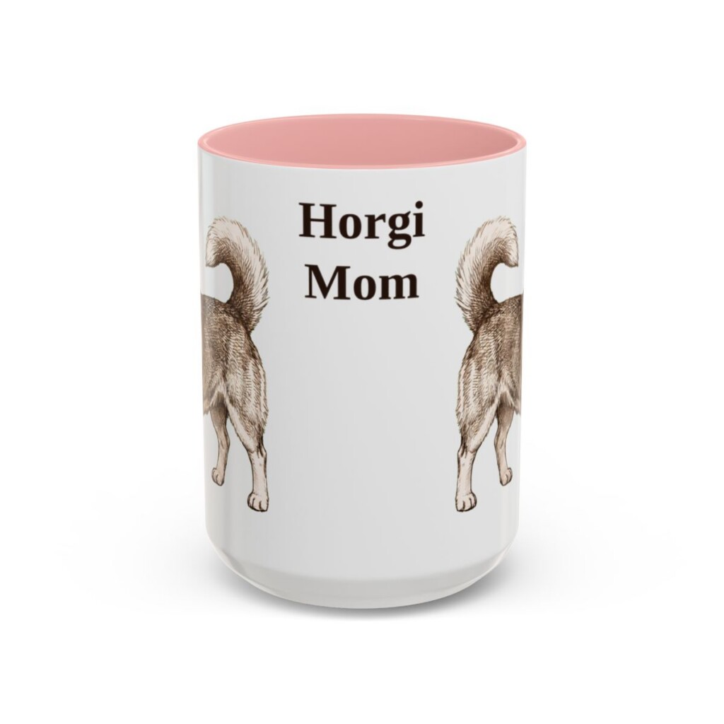 15oz Horgi Dog Mom Mug, Pink, front view