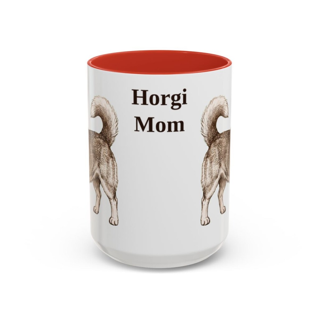 15oz Horgi Dog Mom Mug, Red, front view