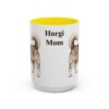 15oz Horgi Dog Mom Mug, Yellow, front view