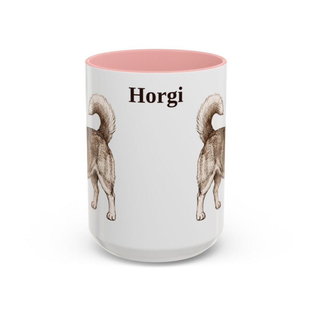 15oz Horgi Mug, Pink, front view