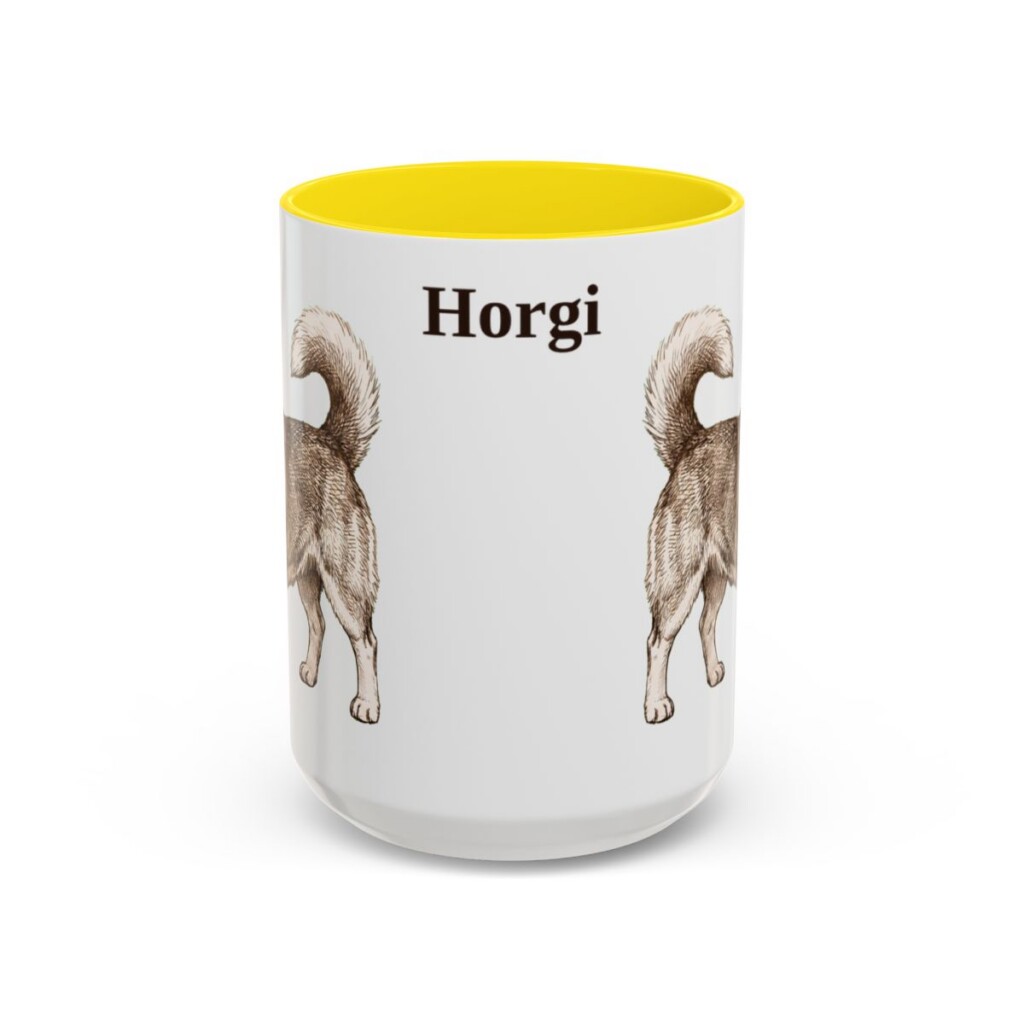 15oz Horgi Mug, Yellow, front view