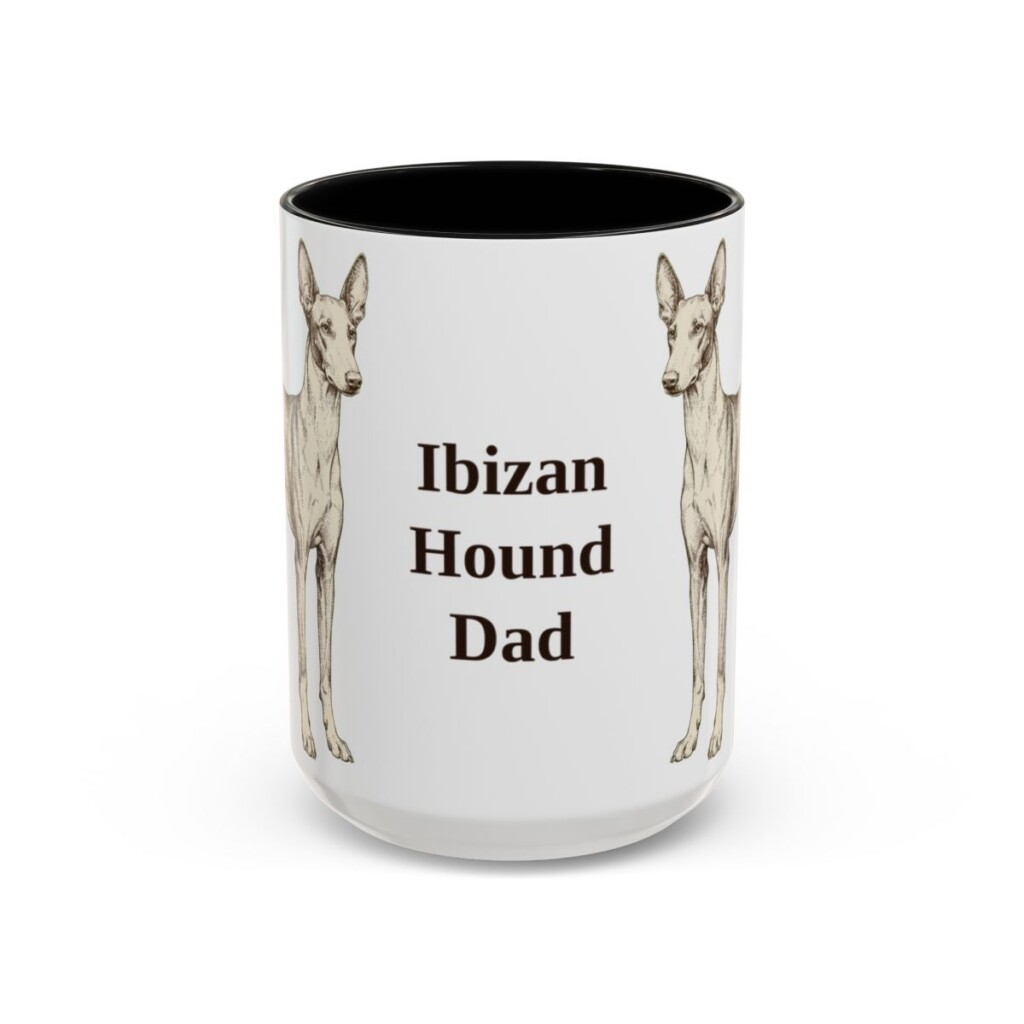 15oz Ibizan Hound Dog Dad Mug, Black, front view
