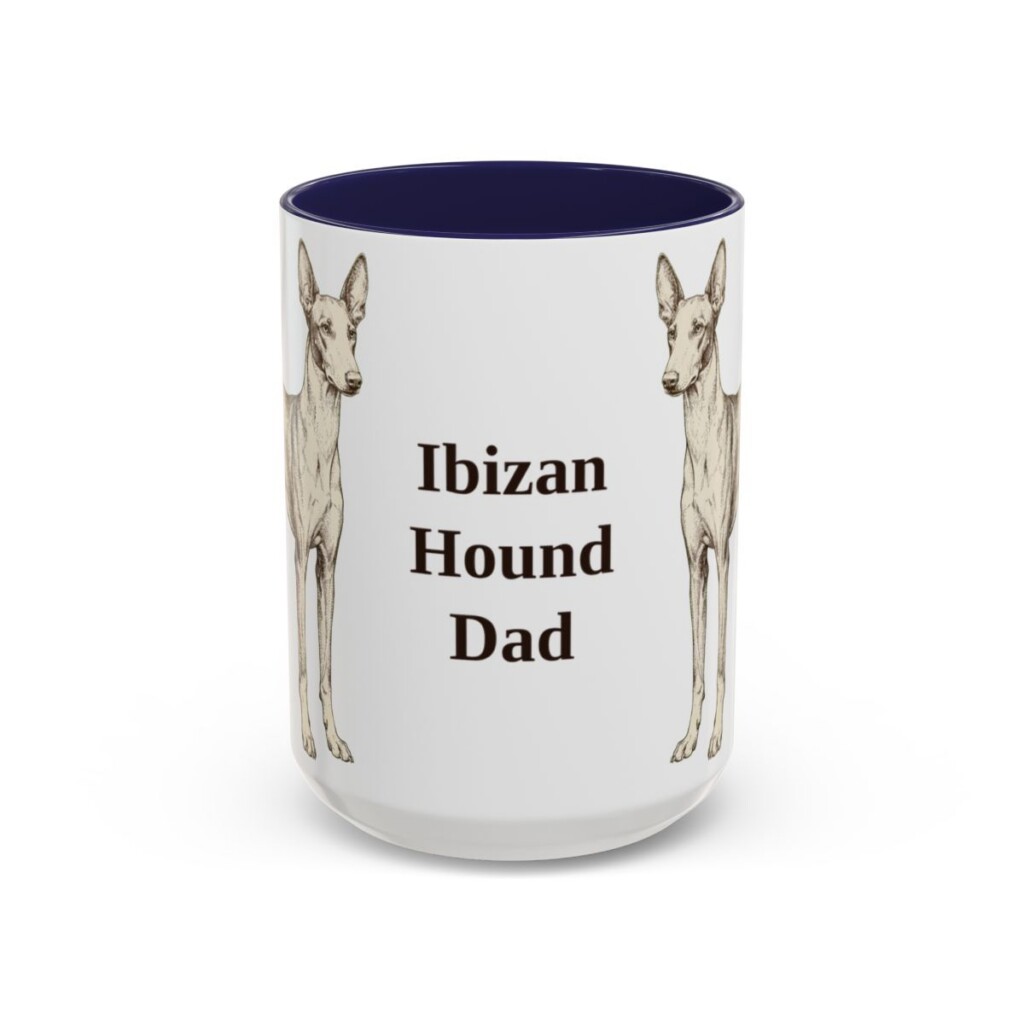 15oz Ibizan Hound Dog Dad Mug, Navy, front view