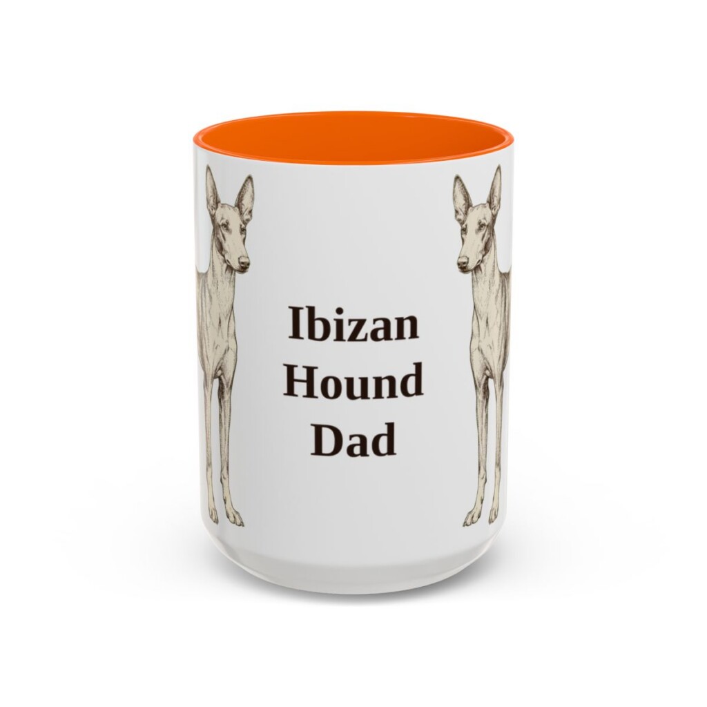 15oz Ibizan Hound Dog Dad Mug, Orange, front view