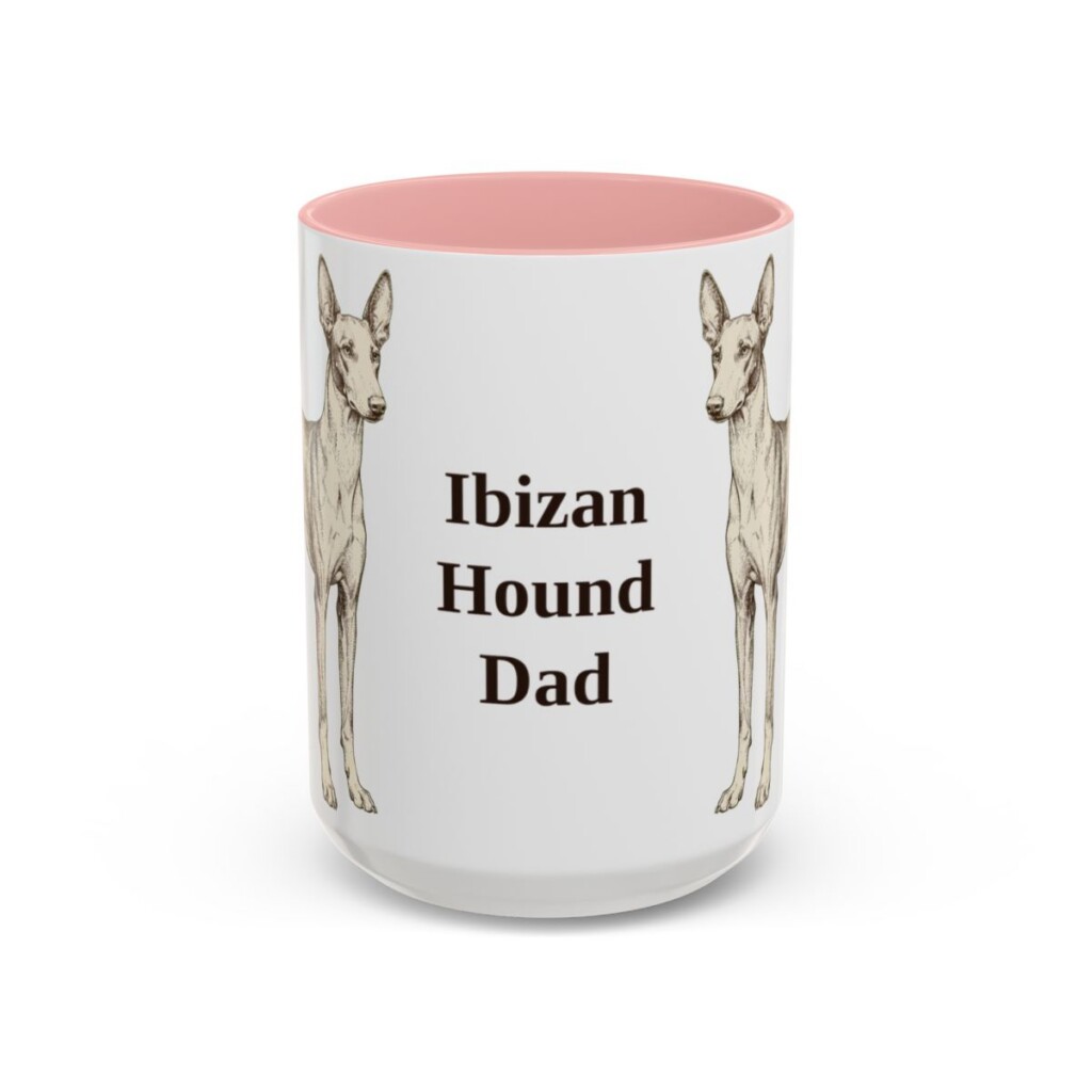 15oz Ibizan Hound Dog Dad Mug, Pink, front view