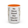 15oz Funny Ibizan Hound Mug, Orange, front view