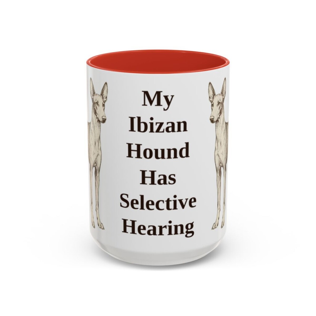 15oz Funny Ibizan Hound Mug, Red, front view