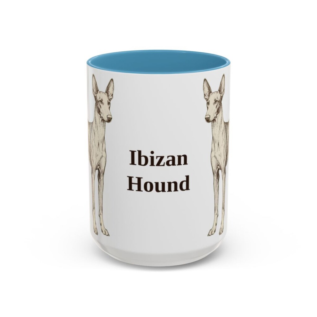 15oz-ibizan-hound-mug-light-blue 15oz Ibizan Hound Mug, Light Blue, front view