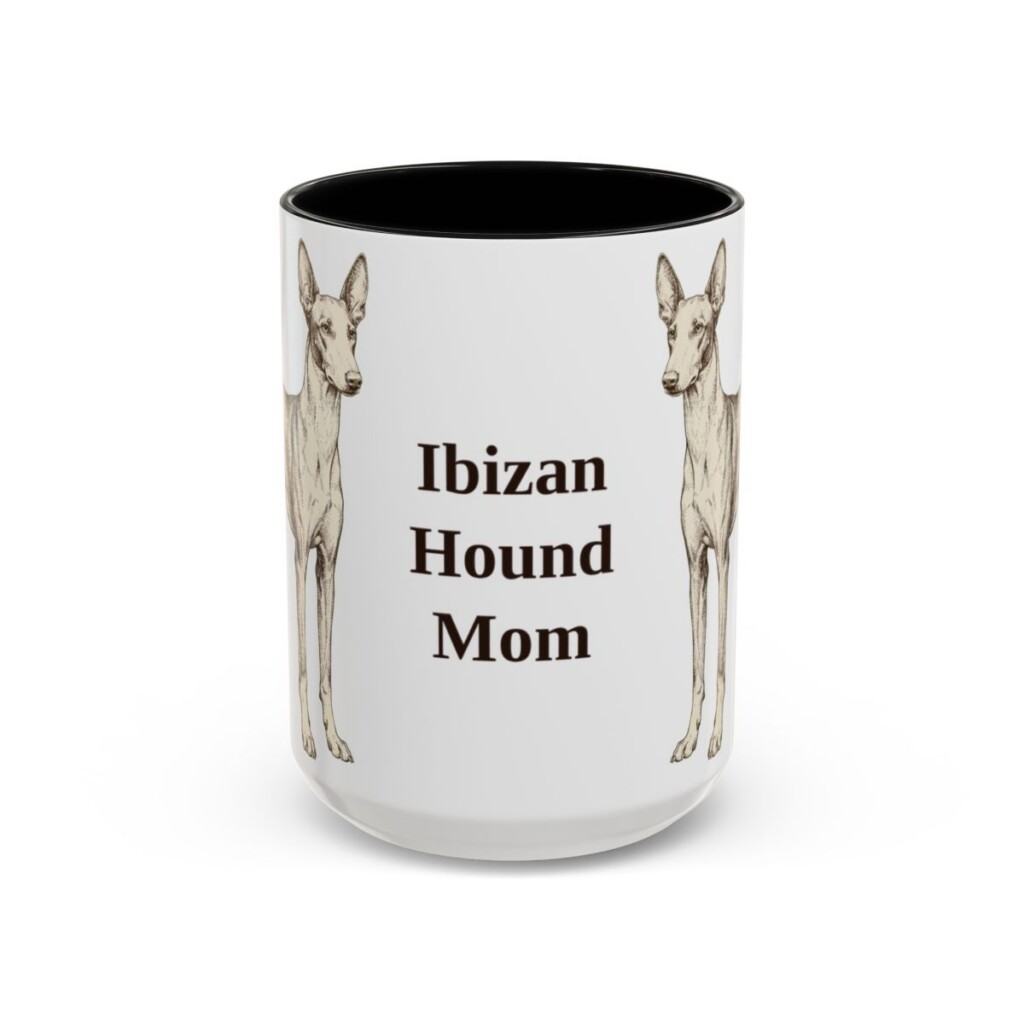 15oz Ibizan Hound Dog Mom Mug, Black, front view