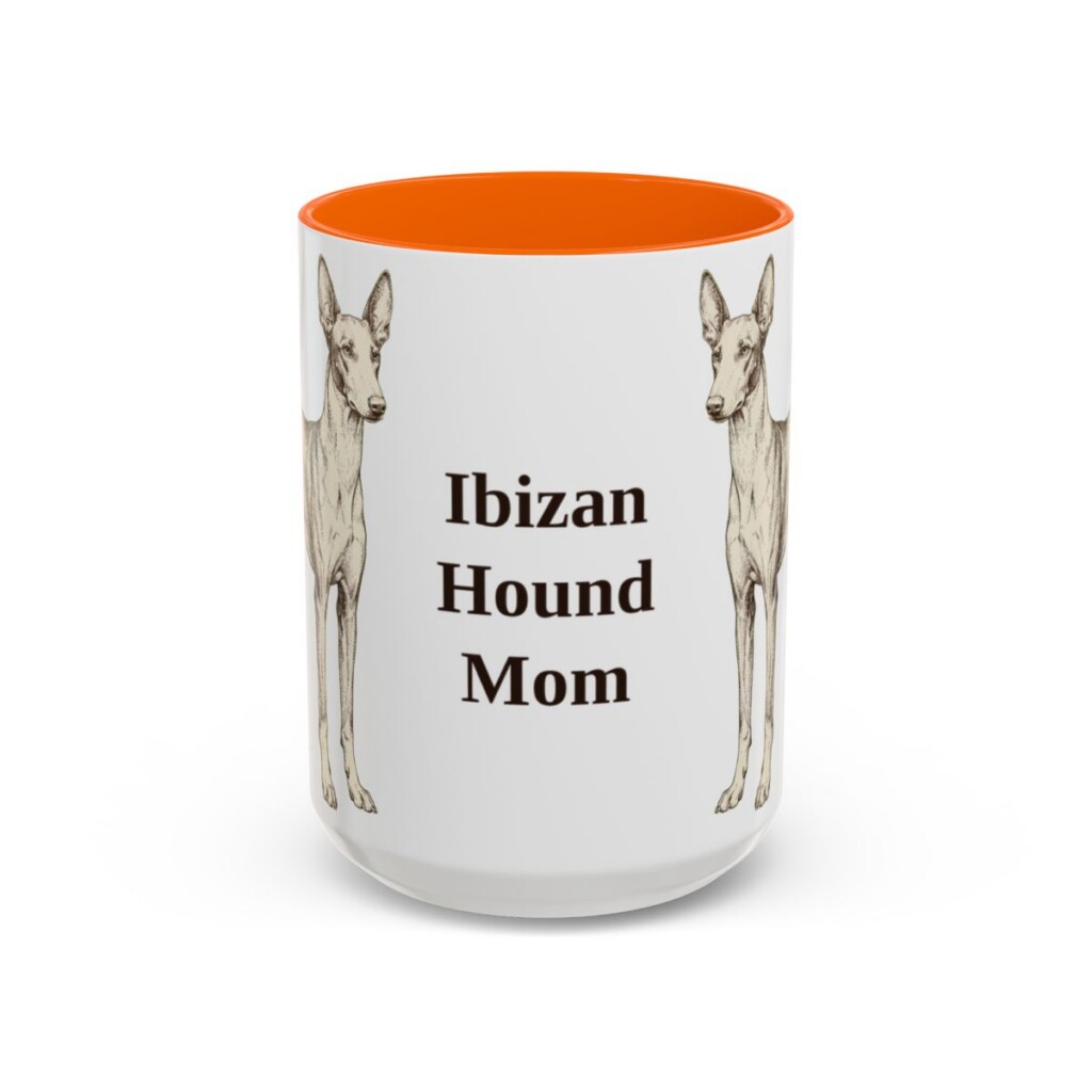 15oz Ibizan Hound Dog Mom Mug, Orange, front view