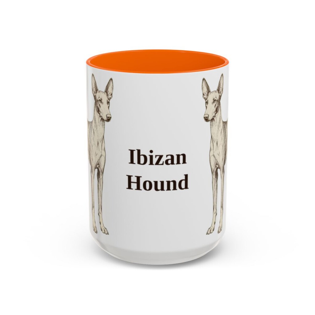 15oz-ibizan-hound-mug-orange 15oz Ibizan Hound Mug, Orange, front view