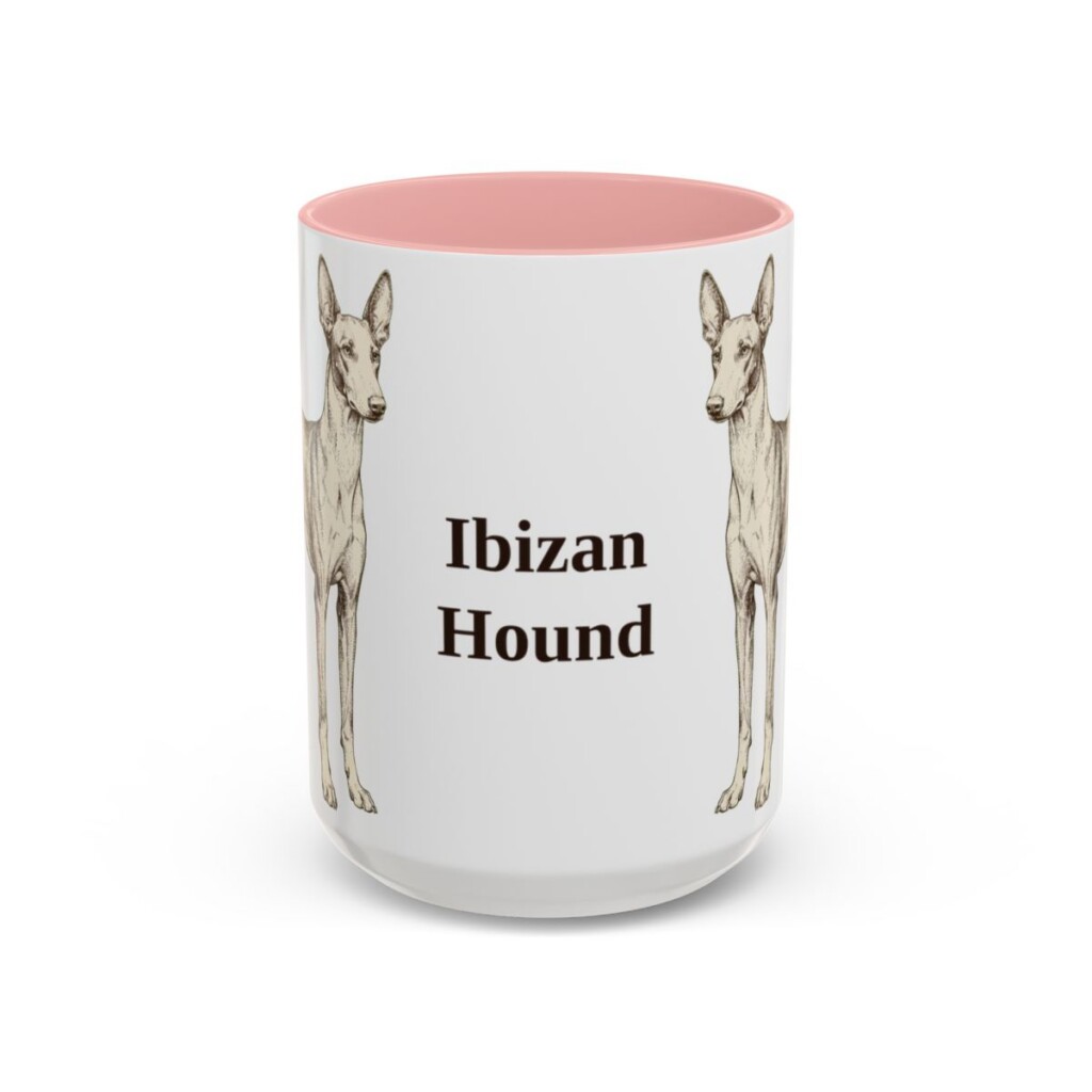 15oz-ibizan-hound-mug-pink 15oz Ibizan Hound Mug, Pink, front view
