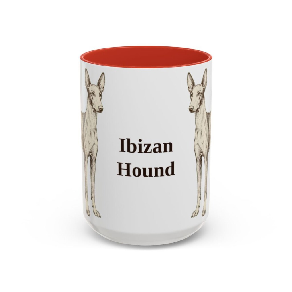 15oz-ibizan-hound-mug-red 15oz Ibizan Hound Mug, Red, front view