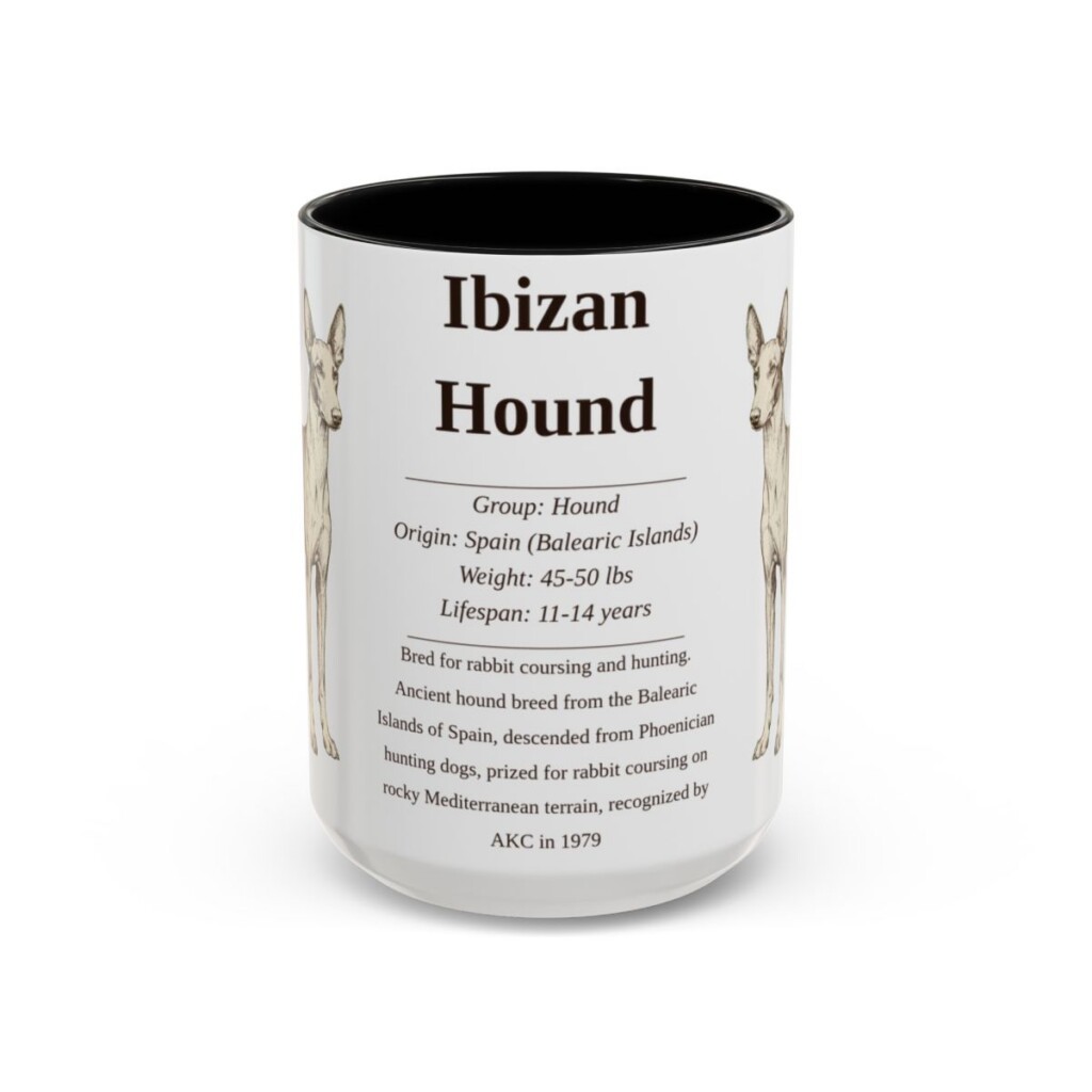 15oz Ibizan Hound Mug, Black, front view