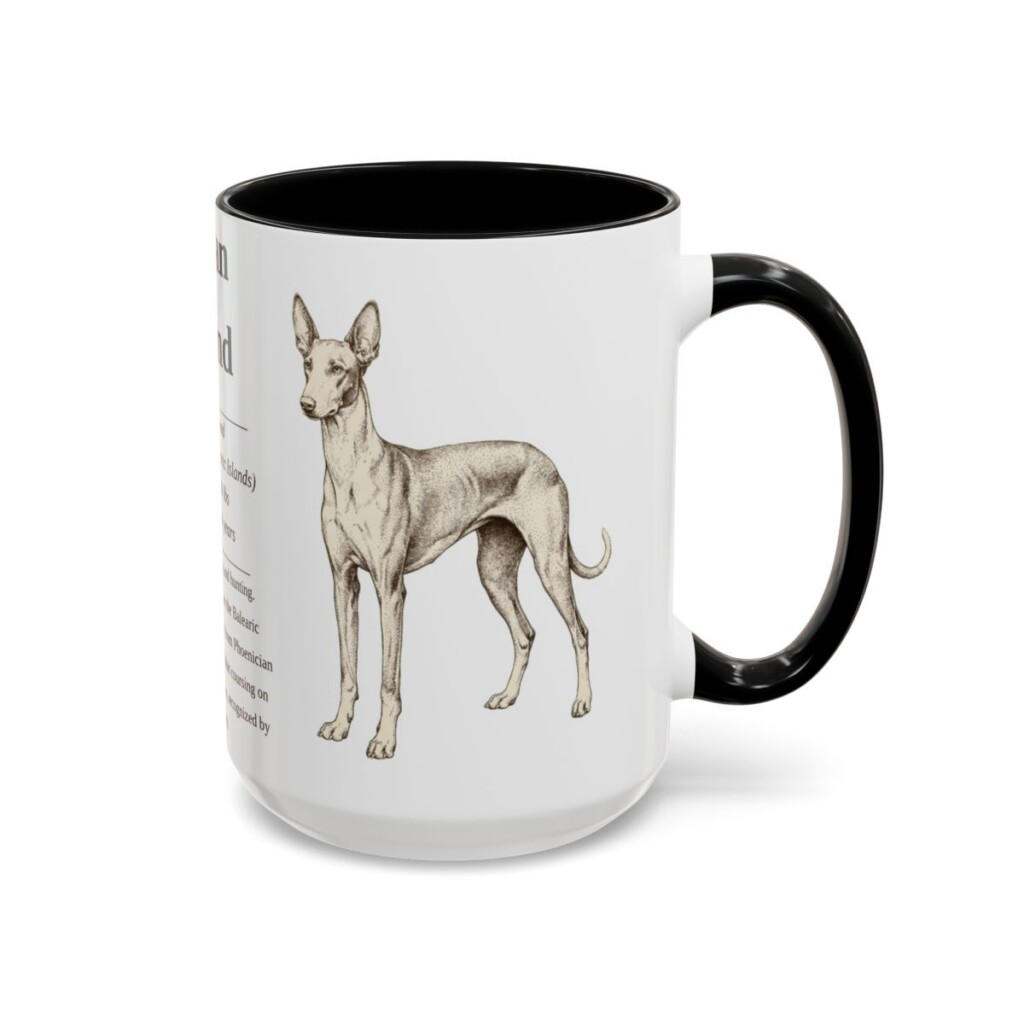 15oz Ibizan Hound Mug, Black, right side view