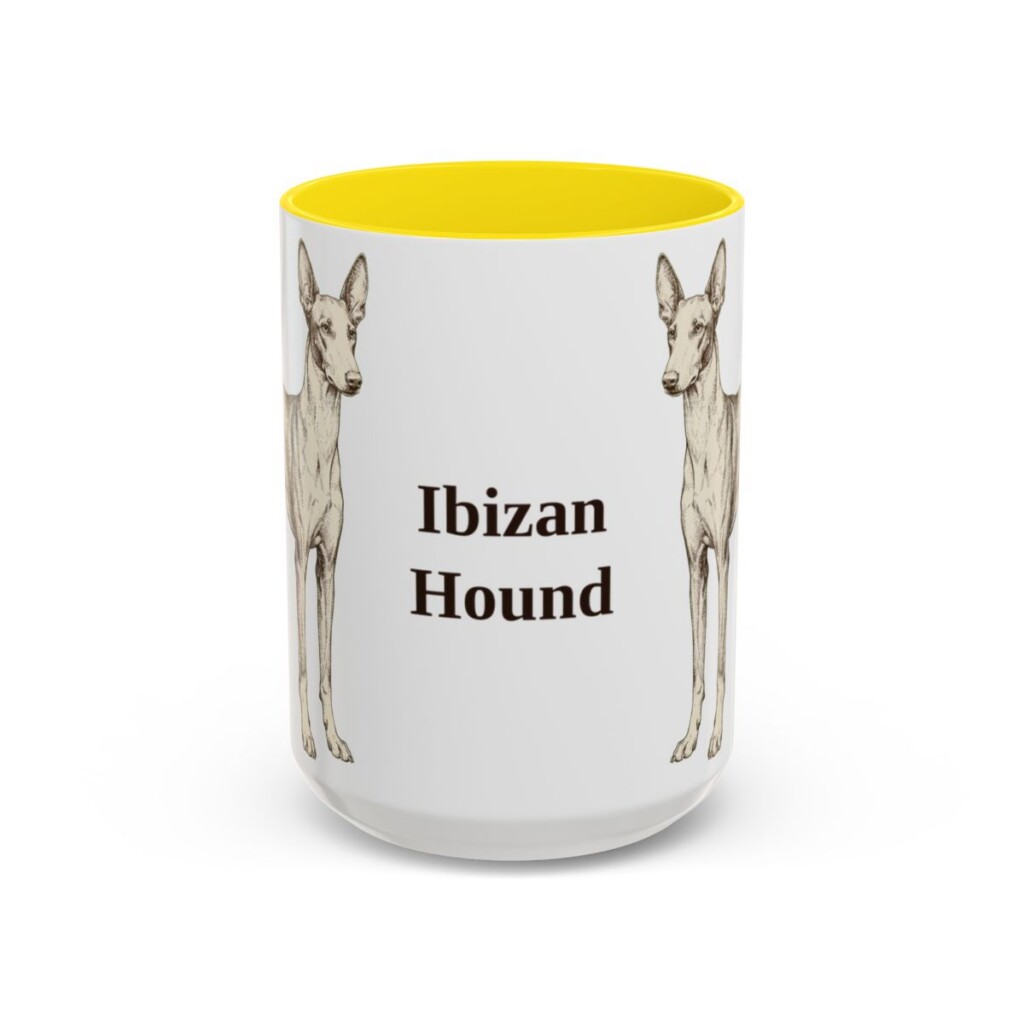 15oz-ibizan-hound-mug-yellow 15oz Ibizan Hound Mug, Yellow, front view