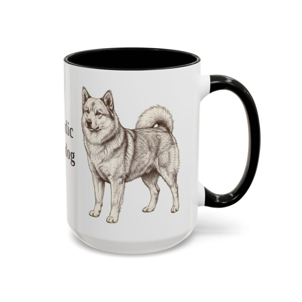 15oz Icelandic Sheepdog Mug, Black, right side view