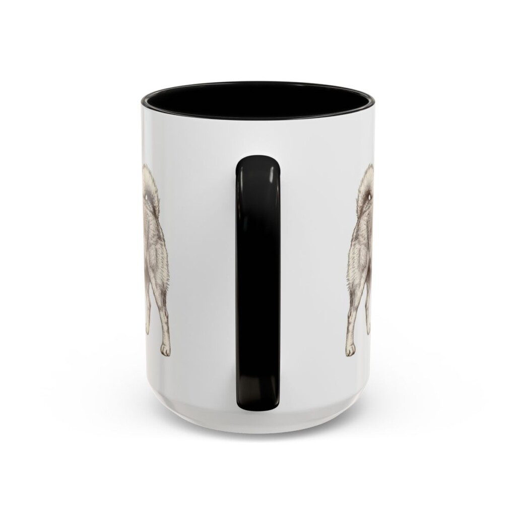 15oz Icelandic Sheepdog Dog Dad Mug, Black, back view