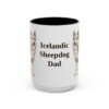 15oz Icelandic Sheepdog Dog Dad Mug, Black, front view