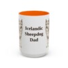 15oz Icelandic Sheepdog Dog Dad Mug, Orange, front view