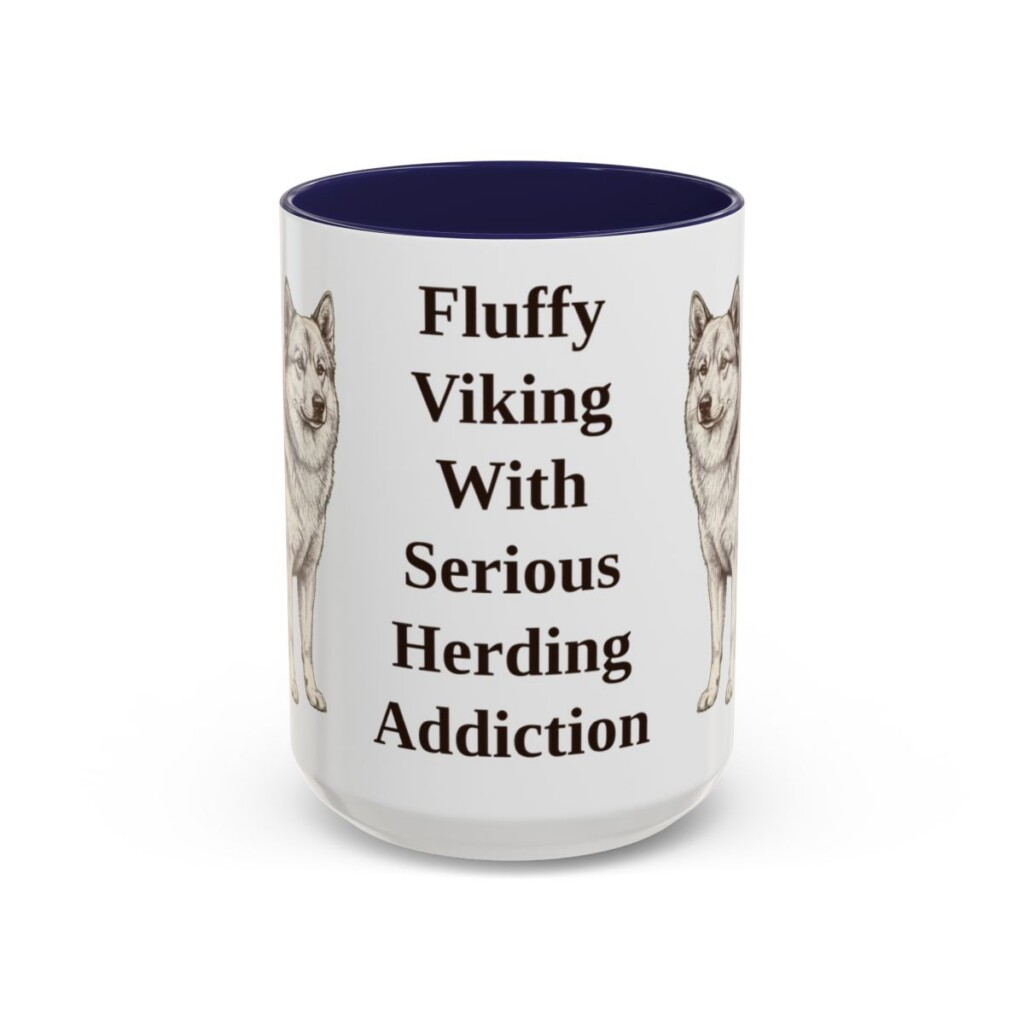 15oz-icelandic-sheepdog-mug-humor-navy 15oz Funny Icelandic Sheepdog Mug, Navy, front view