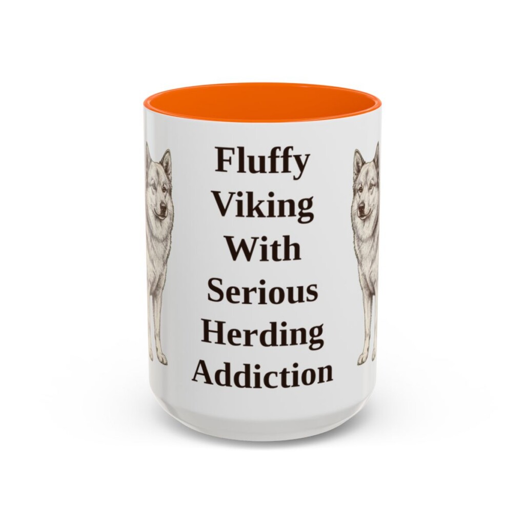 15oz-icelandic-sheepdog-mug-humor-orange 15oz Funny Icelandic Sheepdog Mug, Orange, front view