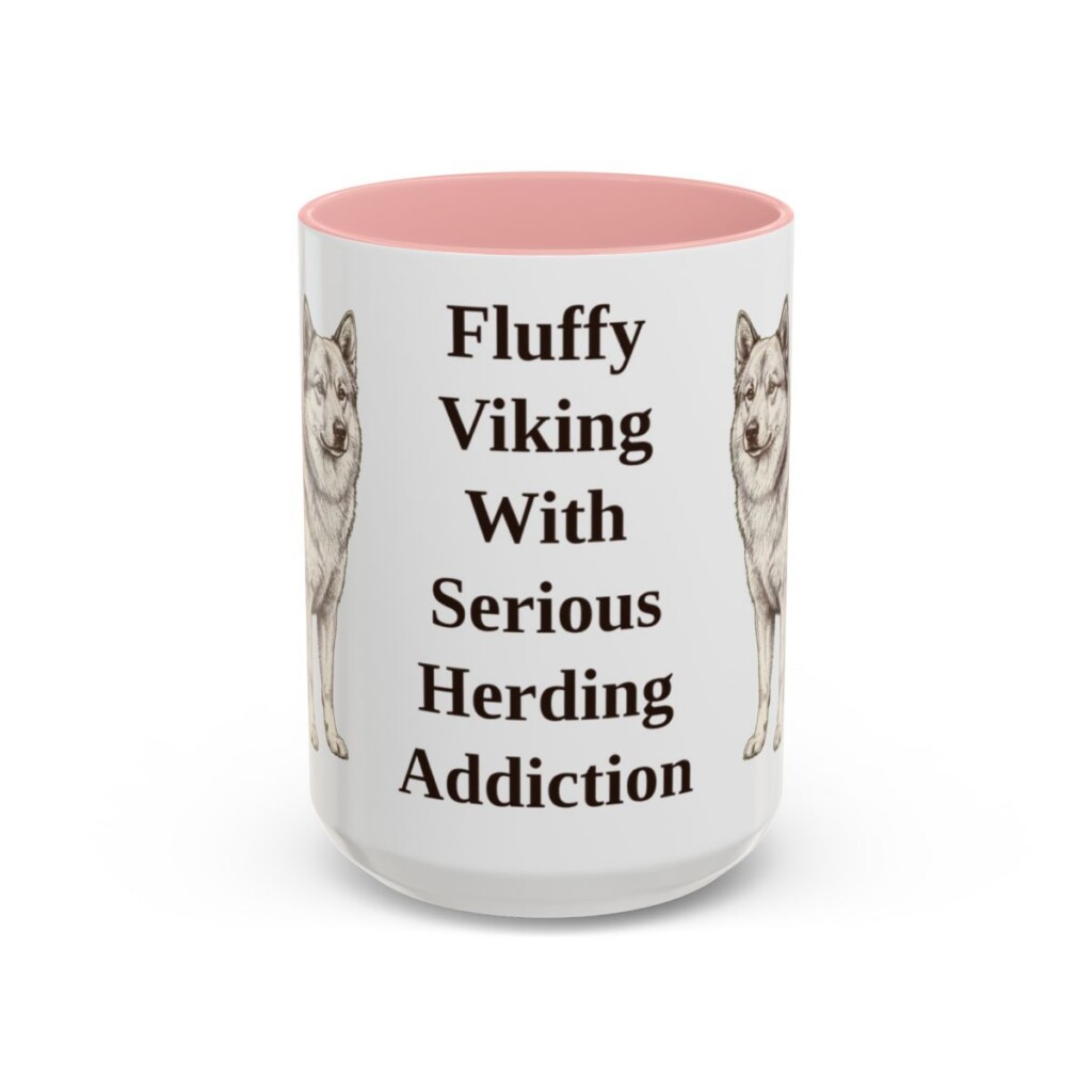 15oz-icelandic-sheepdog-mug-humor-pink 15oz Funny Icelandic Sheepdog Mug, Pink, front view