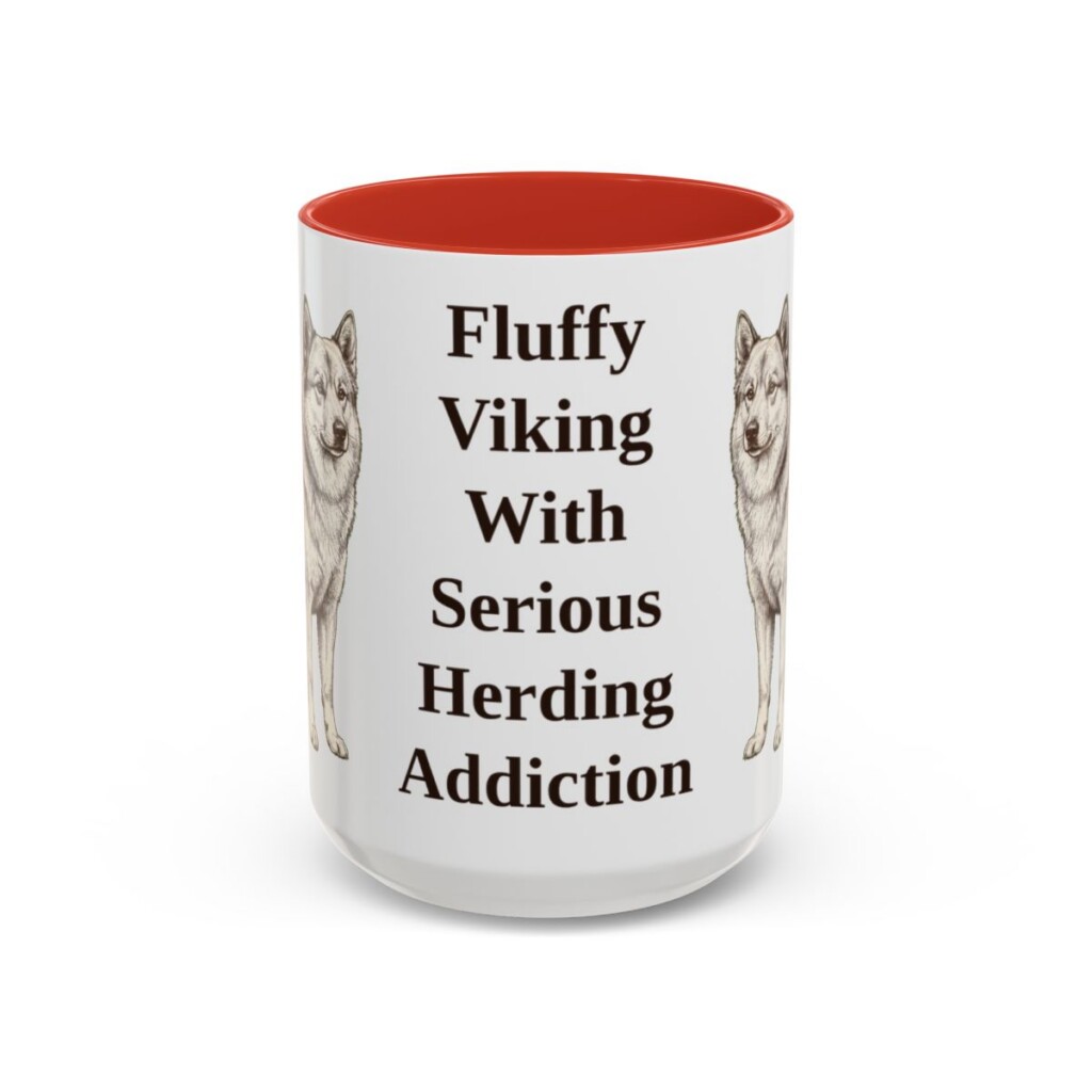 15oz-icelandic-sheepdog-mug-humor-red 15oz Funny Icelandic Sheepdog Mug, Red, front view
