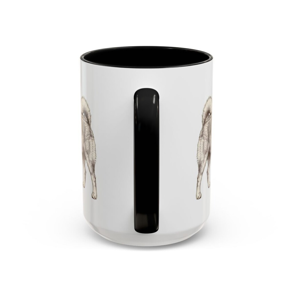 15oz Icelandic Sheepdog Latin Mug, Black, back view