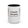 15oz Icelandic Sheepdog Latin Mug, Black, front view