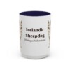 15oz Icelandic Sheepdog Latin Mug, Navy, front view