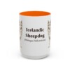 15oz Icelandic Sheepdog Latin Mug, Orange, front view