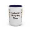 15oz Icelandic Sheepdog Dog Mom Mug, Navy, front view