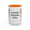 15oz Icelandic Sheepdog Dog Mom Mug, Orange, front view