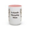 15oz Icelandic Sheepdog Dog Mom Mug, Pink, front view