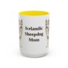 15oz Icelandic Sheepdog Dog Mom Mug, Yellow, front view